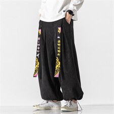 秋冬大码风仙鹤情侣中性bf风灯芯绒哈伦裤日系港风K126/P70,男装休闲裤,钱塘713