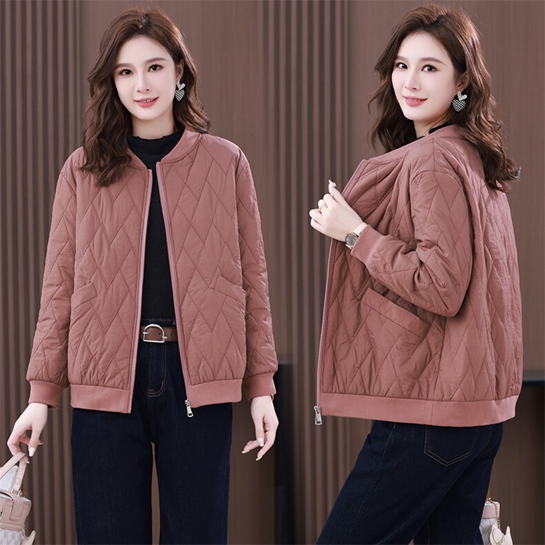 时尚修身显瘦短款棉服冬季保暖绗绣外套女,女装棉衣/棉服,文熹诺