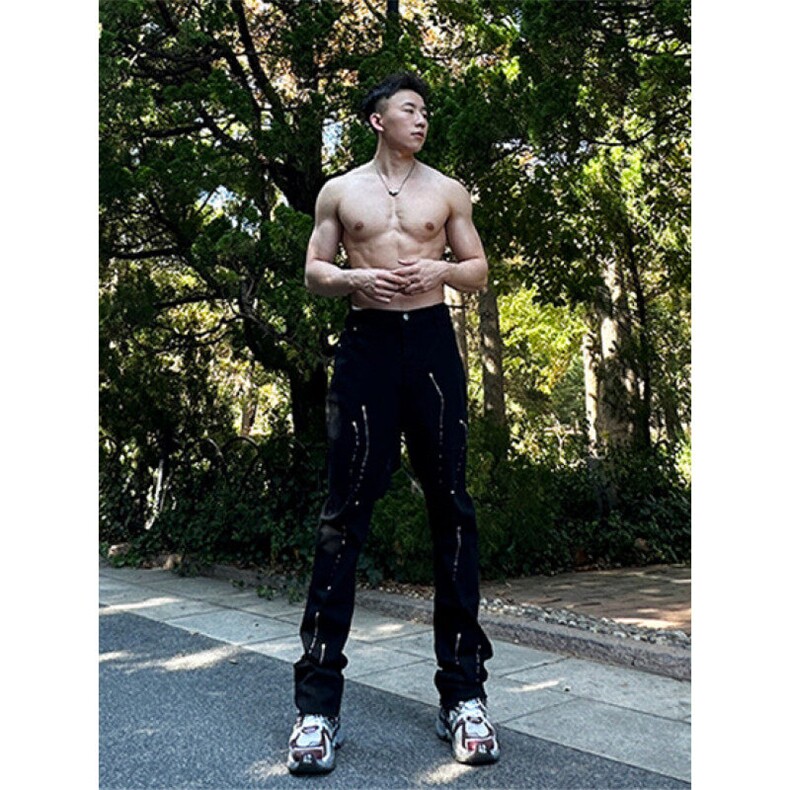 高街美式复古漆点泼墨牛仔裤嘻哈痞帅常规55加绒65,男装牛仔裤,星座310A-4