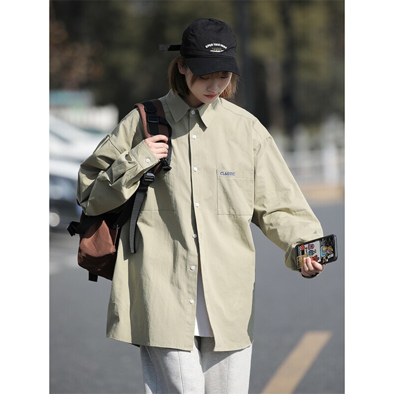 新款韩版潮牌ins长袖衬衫男女春季新款情侣宽松百搭衬衣潮CS03P45，女装衬衫，星座710