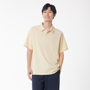 黑色美式亨利领短袖男款夏季重磅华夫格T恤打底衫cleanfit七分袖图片