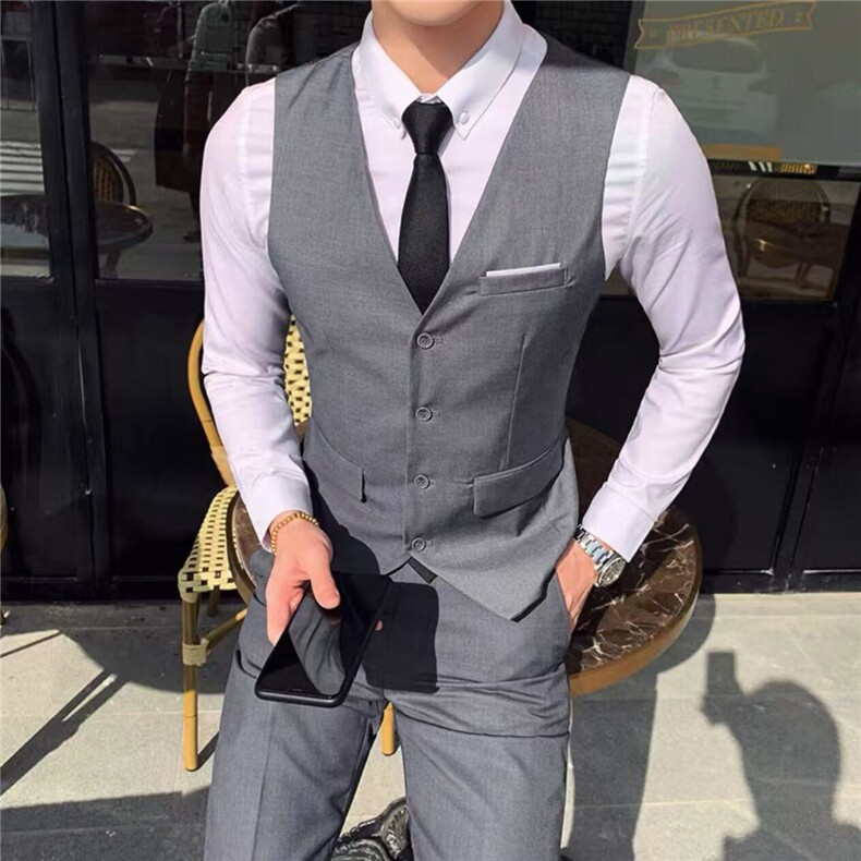 西装修身马甲坎肩西装伴郎纯色MJ02-P20，男装西服套装，星座1012