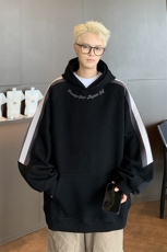 港风美式字母刺绣袋鼠兜套头连帽卫衣男insXZ213-W2206-P88控108，男装卫衣，星座213