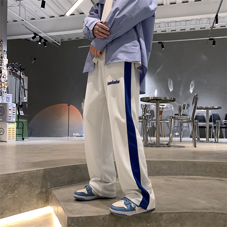 裤子男小众设计感休闲长裤春款百搭直筒阔腿裤K01949-P35,男装休闲裤,星座308B-1