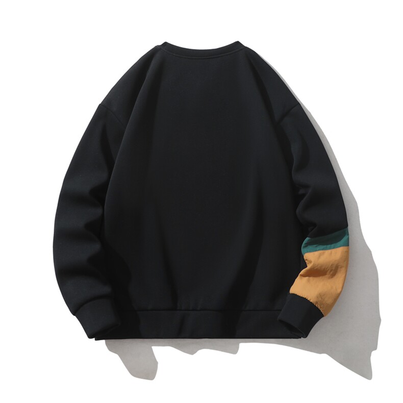 日系平铺!港风宽松大码三色拼接圆领休闲卫衣Y3713P42,男装卫衣,星座914