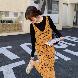 法式镂空罩衫叠穿连衣裙女春秋两件套装裙减龄卫衣裙超好看绝美图片