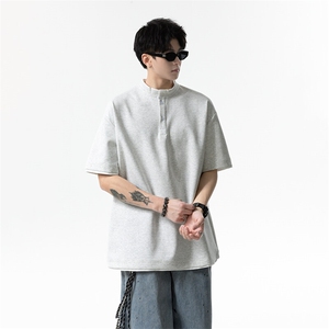 夏季新款港风日系简约假两件亨利领短袖T恤男 XZ213-TX22-P35控58图片
