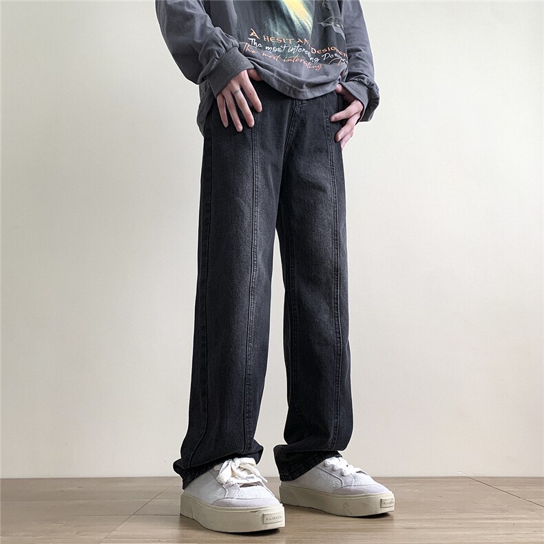 904-KZ02-P65-K852023设计款直筒长裤侧拉链系带男高街潮牛仔裤,男装休闲裤,星座904