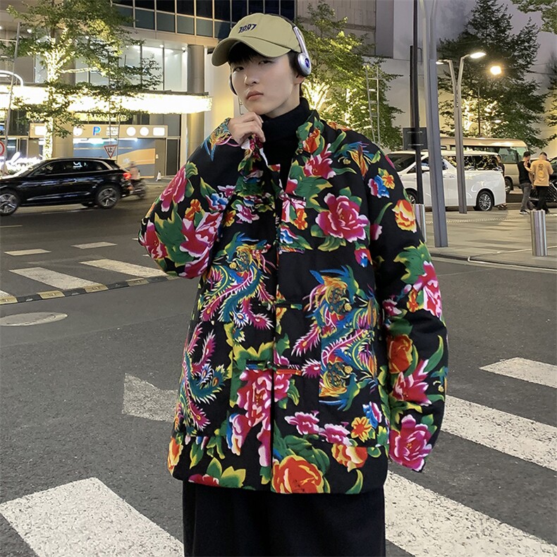 MY207风盘扣加厚保暖东北大花棉衣外套大码男女特色花棉袄潮,男装棉衣,星座115A(原星座507）