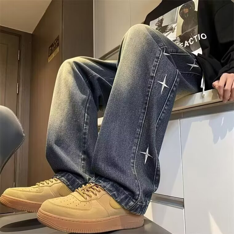 N44-P41美式vibe裤子男生设计感小众抽绳星星垂感高级感宽松,男装休闲裤,电商B323A