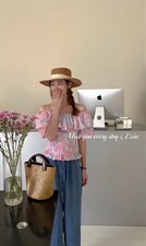 ）夏季新款牛津收腰一字肩荷叶边上衣（三色.m?l，其它，新袖