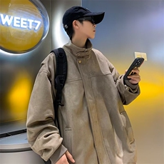 美式新款麂皮外套休闲时尚潮流百搭男春秋港风宽松夹克男JKK05，男装夹克，星座1116A-1（原606A）