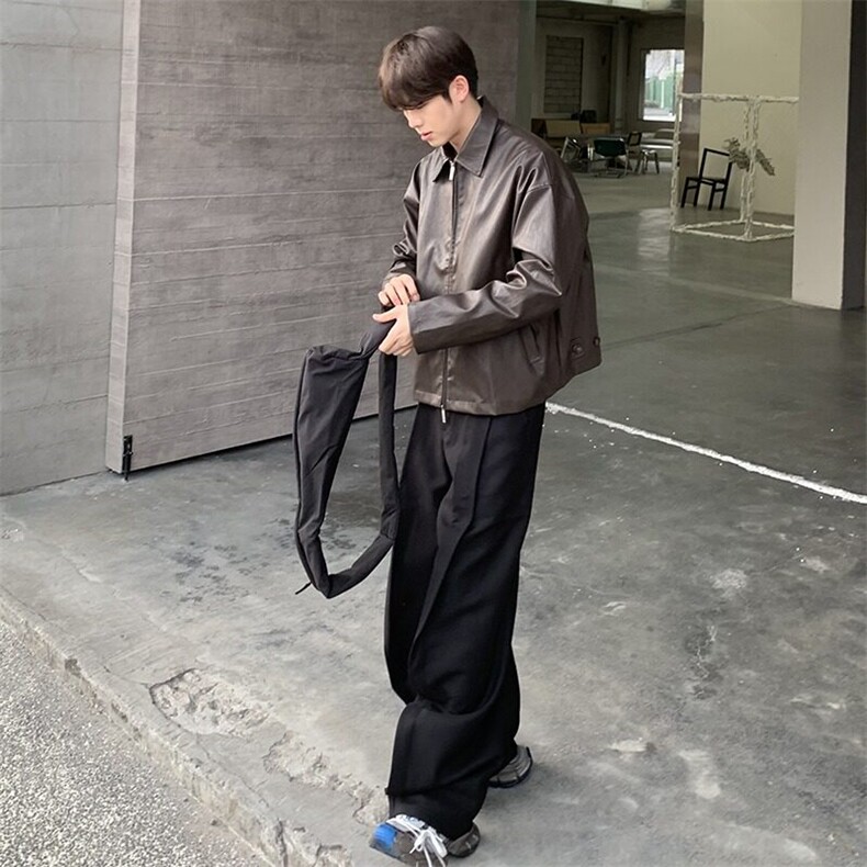 W9496-P70网图现货痞帅Pu皮衣潮牌皮夹克机车服高街外套,男装夹克,星座1608-2