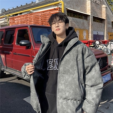 港风PU皮复古做旧双侧金属拉链夹克式加棉棉衣男MY77092P130控198，男装夹克，星座227-7