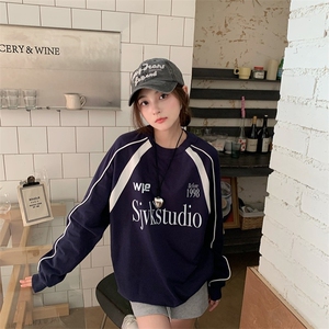 Q0106-P45男女情侣装卫衣早秋2024宽松印花外套韩版上衣,黑色羽绒坎肩应该怎么搭配图片