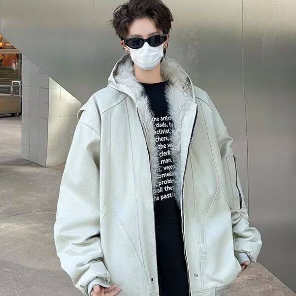 外套男士秋冬宽松美式高街潮牌飞行员连帽工装夹克休闲服,男装夹克,星座506A