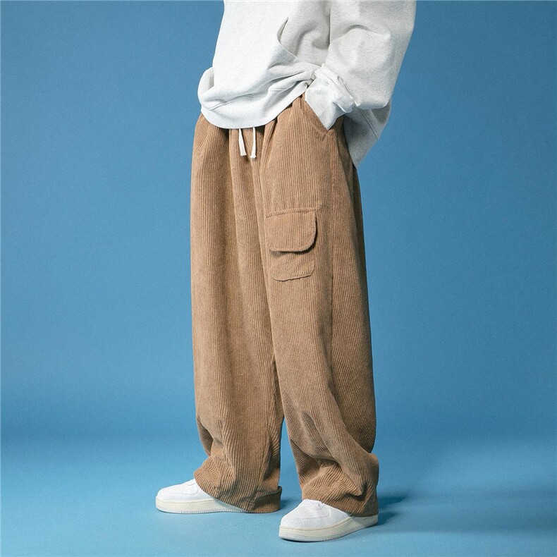 秋装港风大码灯芯绒复古宽松休闲裤日系哈伦工装裤男女K155/P60，男装工装外套，电商A221A