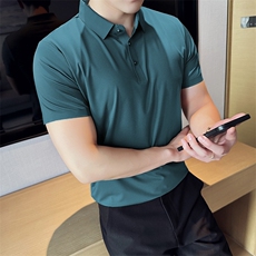 2024夏季新款冰丝无痕宽松翻领POLO衫男57713-p50，男装Polo衫，电商D303