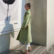 大货已出牛油果绿中长款毛呢外套163-0889-P165-控238，女装毛呢外套，拾菱