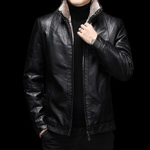 Y5703钱塘2021-2高端加绒加厚男士翻领皮衣夹克大货足跑量P160图片