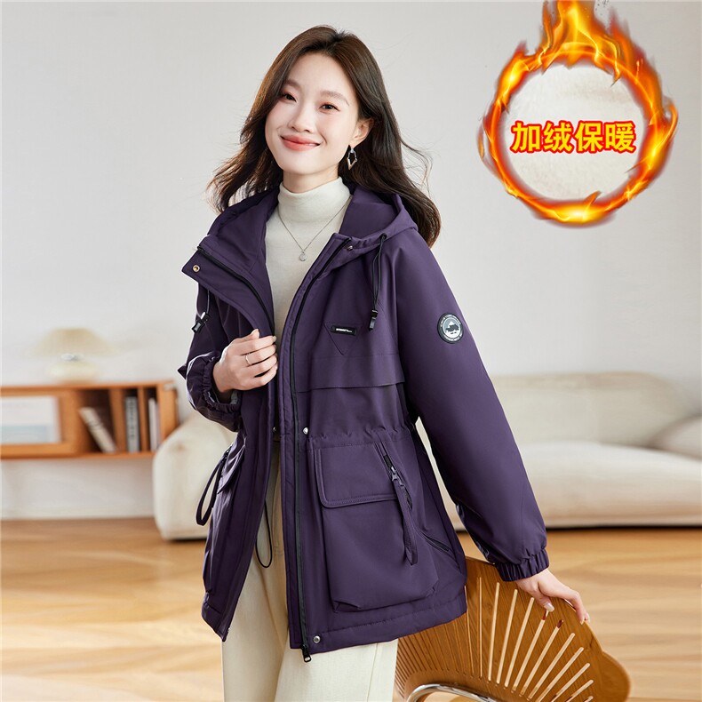 时尚连帽加绒加厚收腰派克服女2025冬季新款宽松显瘦保暖棉衣外套,女装棉衣/棉服,慕咨