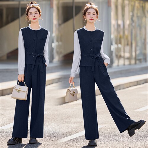 《现货》bao款2026年春季新款马甲套装商务风韩剧穿搭休闲显瘦女,女装套装/套裙,韩宇舍