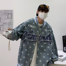男秋季外套潮牌街头刺绣牛仔外套W34P75，男装夹克，星座1116-2