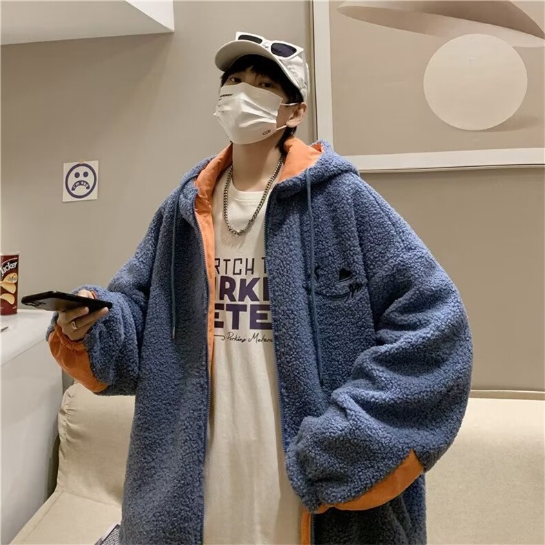冬季ins潮牌连帽两面穿袄羊羔绒服外套男休闲上衣W5922-P74,男装棉衣,星座512-3