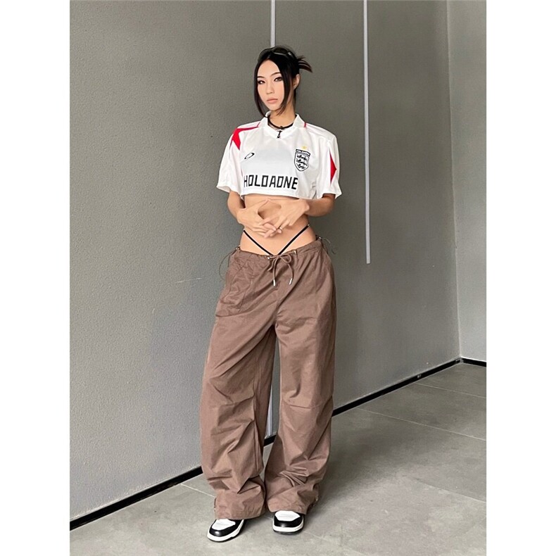 CP1188-P42美式辣妹复古街头抽绳工装裤嘻哈街舞宽松阔腿休闲长,男装工装外套,电商B323A