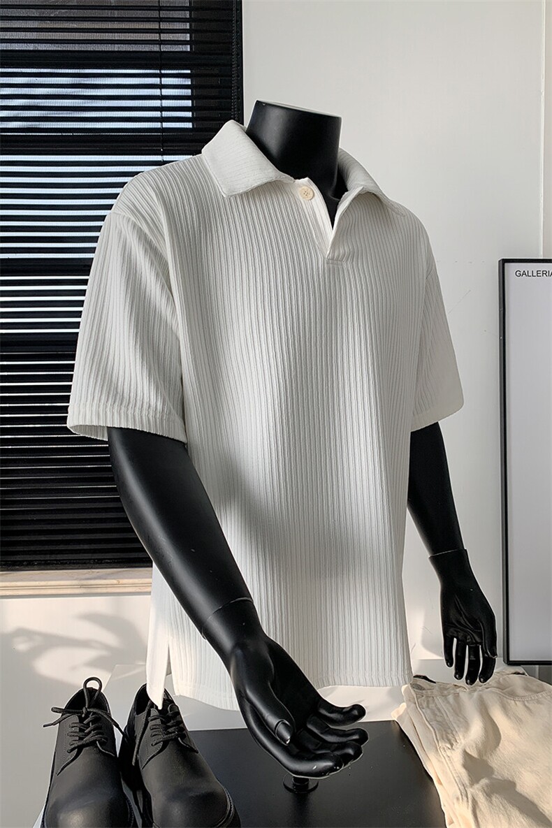 夏装2025新品300克重磅坑条翻领POLO衫男装夏季短袖T恤S403-特P38,男装T恤,电商A233-1