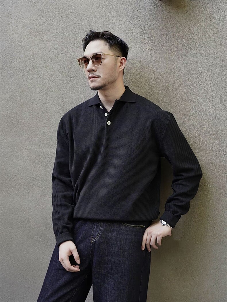 抖音长袖翻领毛衣针织套头打底衫H58019-P70,男装T恤,星座1012-1