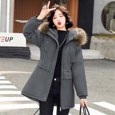2020冬季新款时尚潮流收腰显瘦保暖舒适气质连帽大毛领派克服，女装派克服，贵人树