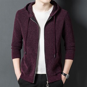 秋冬新款毛衣中年男士连帽针织开衫外套厚款毛衣男装BYH010-P165，男装针织衫/毛衣，电商B212（原钱塘6029）