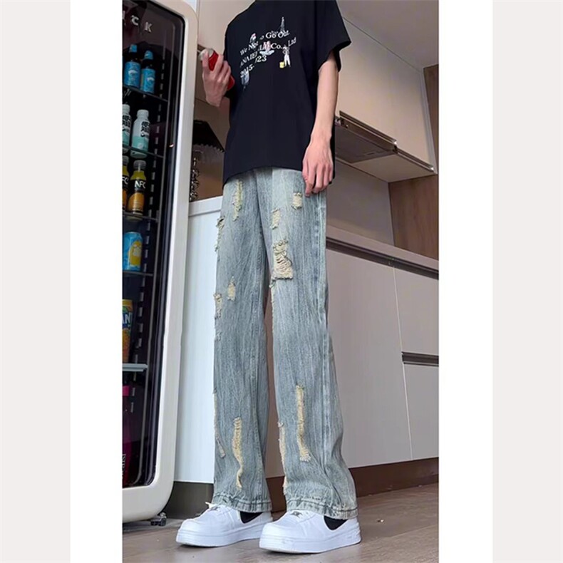 街头水洗做旧破洞裤直筒宽松高街vibe风长裤子-NZ603-网络图,男装休闲裤,星座1002-2