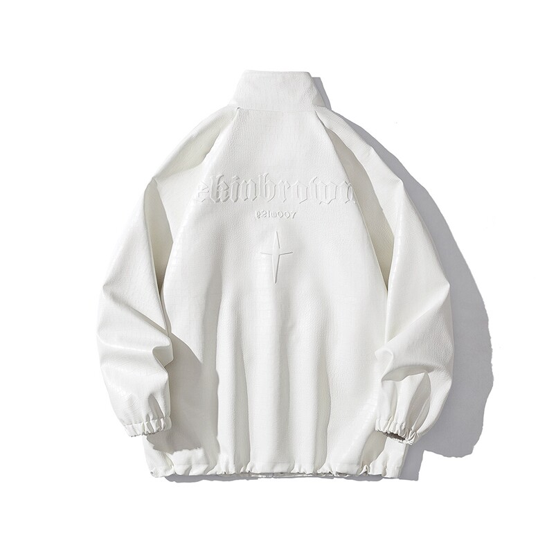 1鳄鱼纹可拆卸胸针后片四芒星钢印大码M-5XL夹克JK77750P85控118，男装夹克，星座226-2