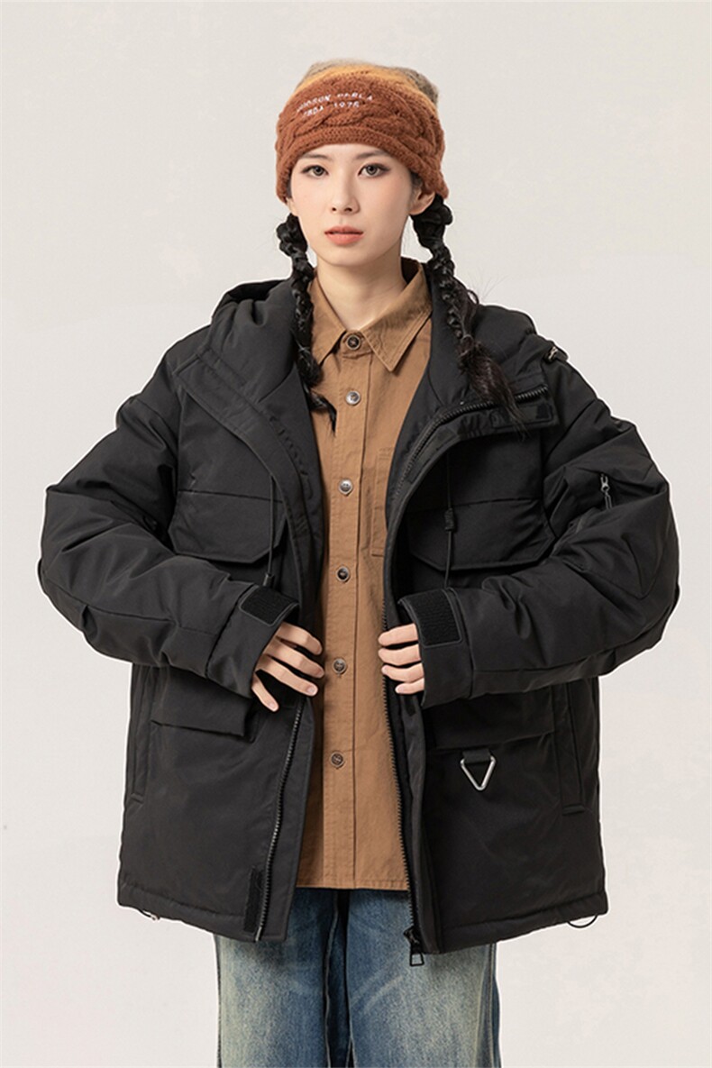 新标90白鸭绒简约休闲连帽工装外套纯色加厚羽绒服ESY0222-P230,男装羽绒服,电商B306