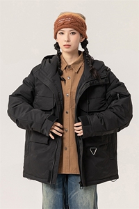 新标90白鸭绒简约休闲连帽工装外套纯色加厚羽绒服ESY0222-P230图片
