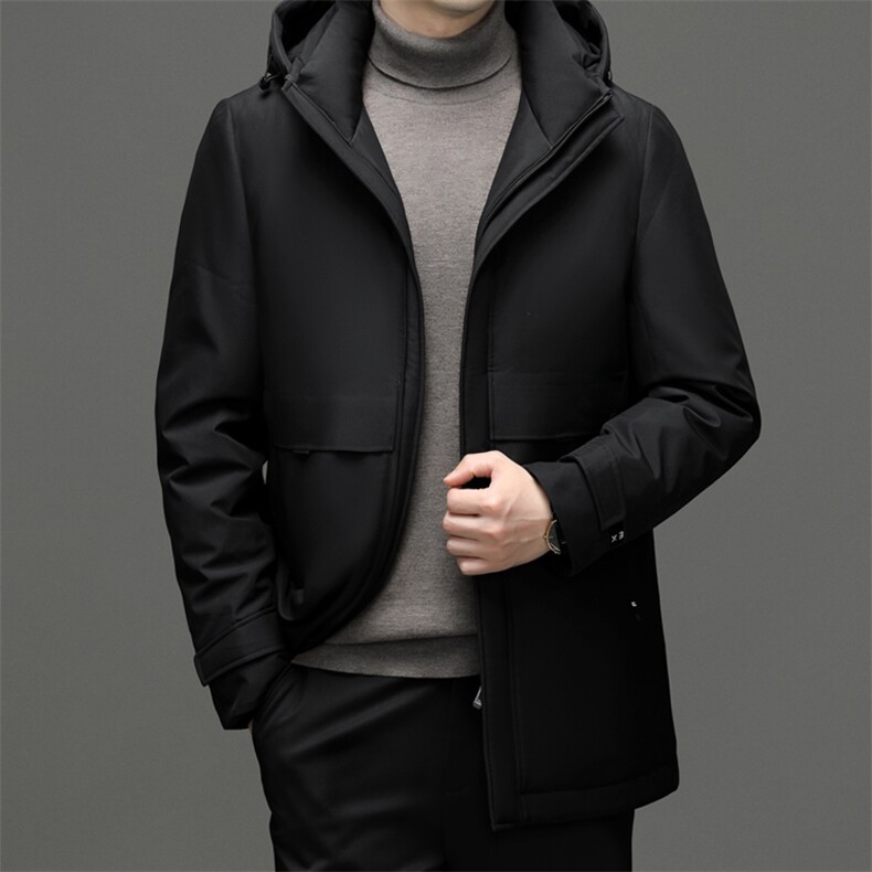 冬季2023新款中年男士商务休闲羽绒服连帽保暖冬装加厚外套男装,男装羽绒服,电商B212（原钱塘6029）