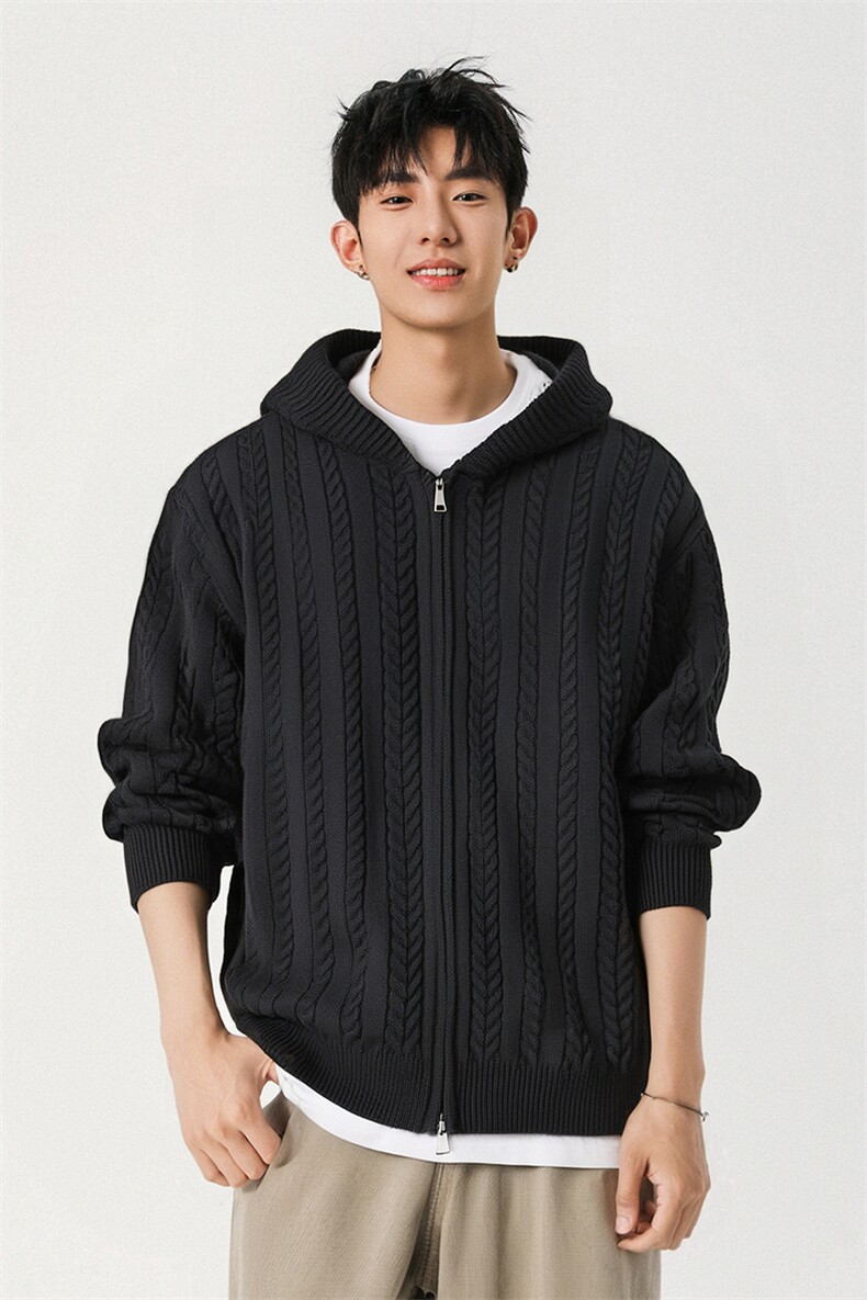 秋冬连帽针织开衫毛衣慵懒风套头线衣外套宽松,男装针织衫/毛衣,星座1206（原A206）