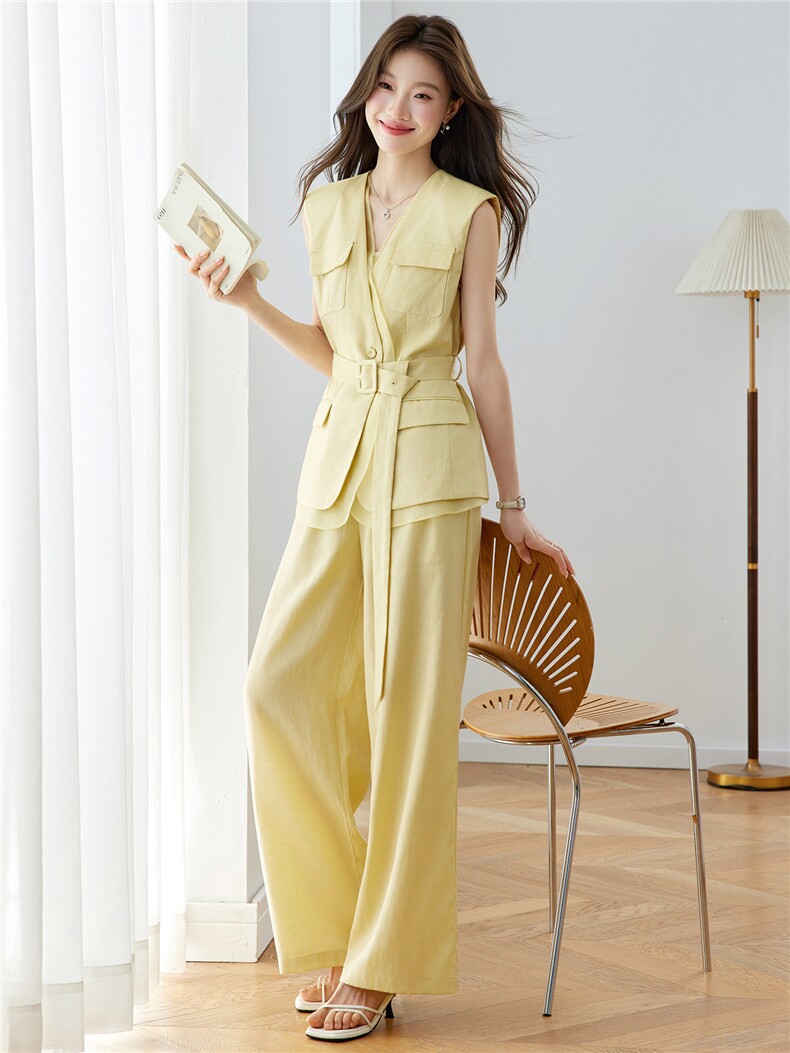 时尚套装女2026年夏季新款时尚绣花气质女人味天丝麻时髦两件套潮,女装套装/套裙,拾衣