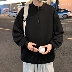 春秋季美式高领ins潮牌宽松外套高街立领半拉链卫衣男W6967-P28，男装卫衣，星座512-2