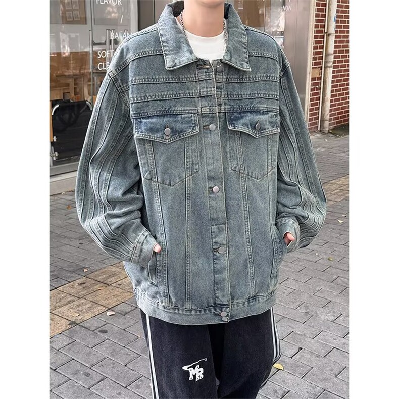 牛仔外套2025秋装新款全棉做旧牛仔上衣短款设计感短上衣，男装工装外套，星座410-7