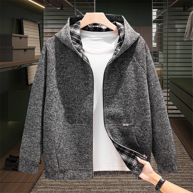 高级感撞色外套男秋冬季宽松cleanfit慵懒风针织开衫帽衫毛衣潮牌，男装针织衫/毛衣，星座914