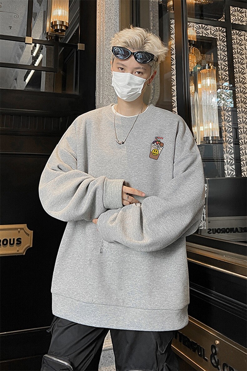 华夫格！华夫格上衣男圆领华夫格卫衣男大码长袖t恤男HY251-特P23,男装T恤,电商B367