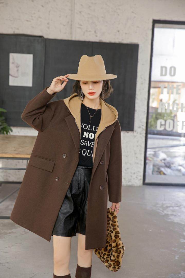 秋冬新款-韩版假两件戴帽大衣，其它，依歌贝诺