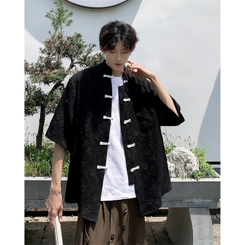新中式衬衫男士韩版潮流痞子帅气文艺2024夏季ins外套CY763-P39,男装衬衫,星座412-3