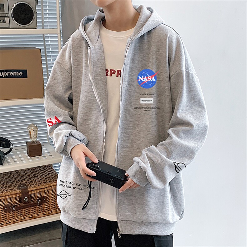 KS21243-P38NASA连帽开衫卫衣男运动外套大码班服,男装卫衣,电商A040