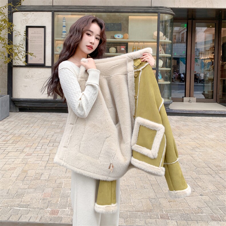 新款主推仿水貂皮毛一体外套2688-P205-K308,女装短外套,2C129