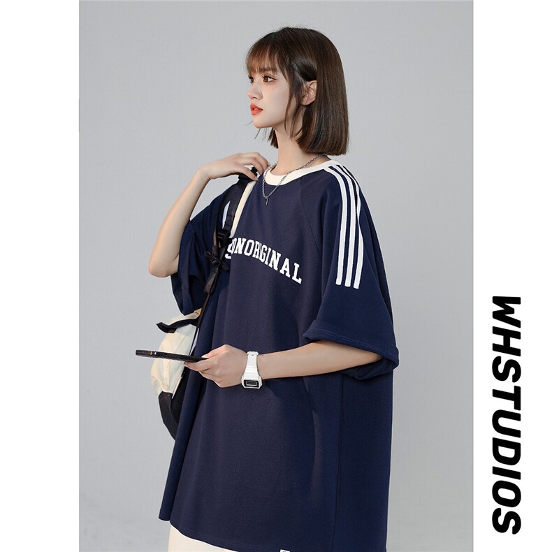 2025夏季新款字母印花袖子条纹大码中性士短袖T恤T955/P45控58,男装T恤,电商A148-1