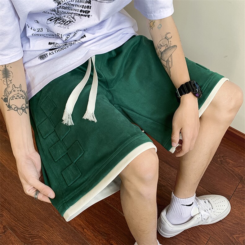 2025夏季港风宽松休闲麂皮绒运动五分短裤B266-DK11-P40,男装牛仔裤,星座B257-1